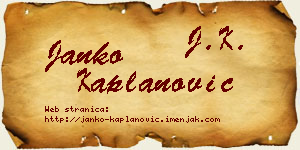 Janko Kaplanović vizit kartica